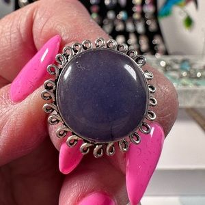 💕 Lapis silver plated gemstone ring. Stamped 925 size 8 hand made